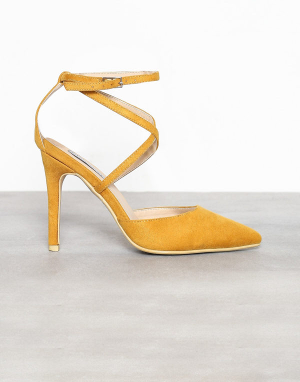 Yellow suede heels